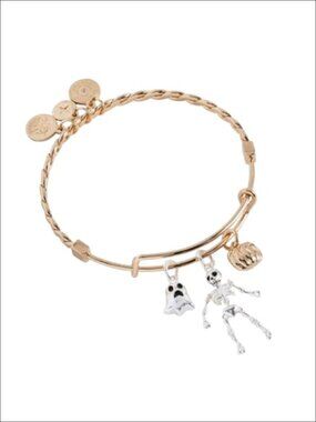 Halloween Skeleton Ghost Pumpkin Charms Expandable Bangle Bracelet Nickel-Free